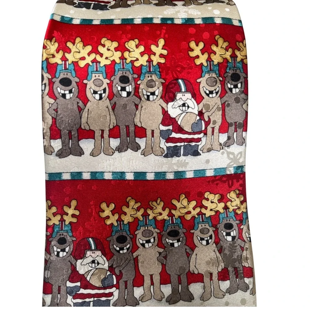 Christmas Football Santa Reindeer Silk Necktie Cartoon Print American‎ Greetings